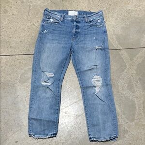 MOTHER THE SCRAPPER ANKLE WICKER WILD CALLING Distressed Blue Jeans